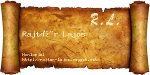 Rajtár Lajos névjegykártya